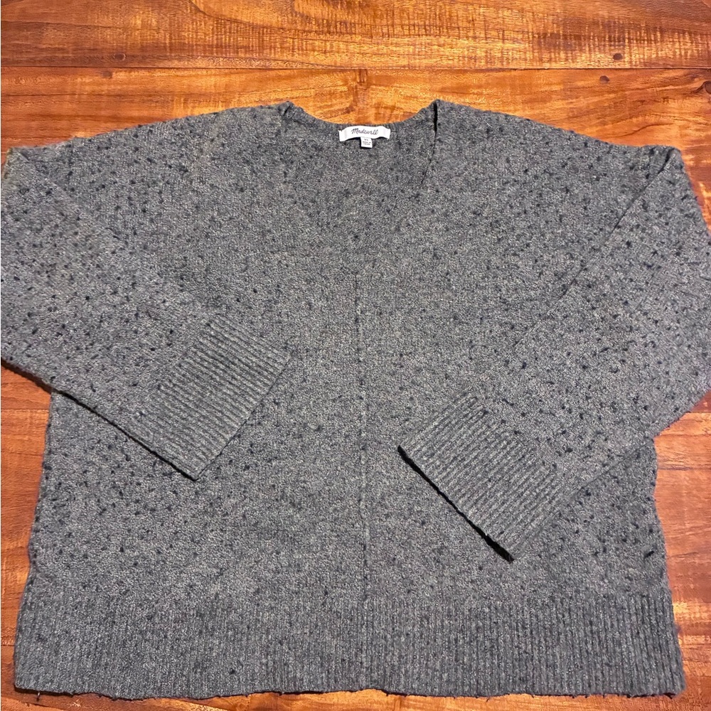 Madewell Wool Blend V-neck Pullover Gray Speckled Sweater Women’s XS